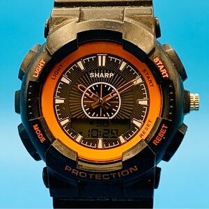 SHARP SHP8914 Men’s Ana-Digi Sport Wristwatch Backlight Chrono Works New Battery